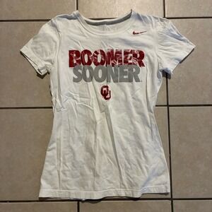 Nike Oklahoma Sooners Women's Large Slim Fit White Graphic T-Shirt